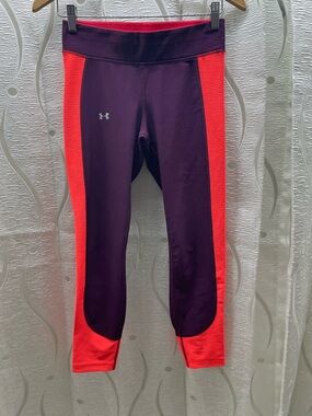 Under Armour HeatGear Compression Leggings Womens Medium Purple Orange 1305431